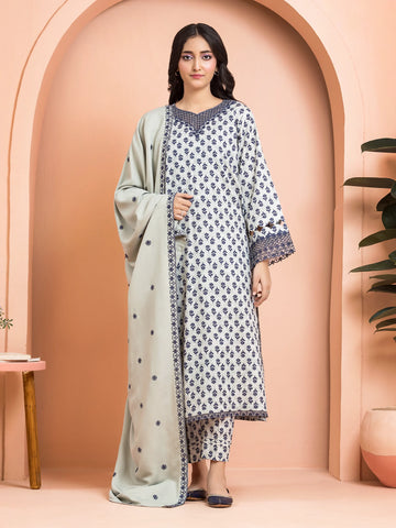 EDENROBE-30186-Unstitched Light Sage Embroidered Marina Twill 3 Piece -