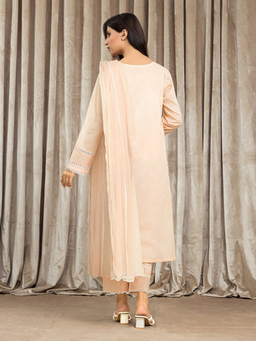 EDENROBE-28618-3P Unstitched Peach Embroidered Cambric 3 Piece