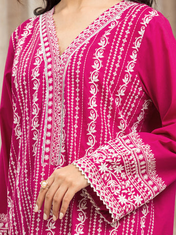 EDENROBE-28620-3P Unstitched Pink Embroidered Cambric 3 Piece