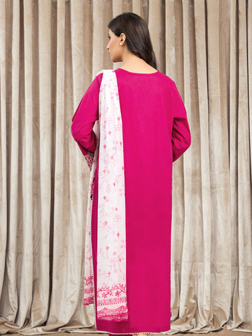 EDENROBE-28620-3P Unstitched Pink Embroidered Cambric 3 Piece