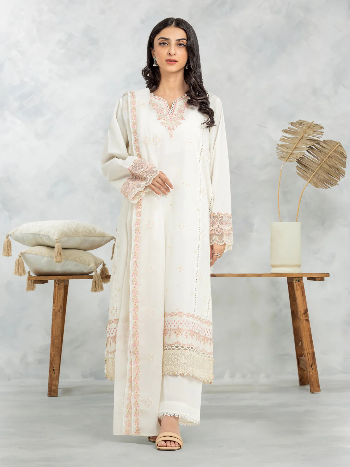 EDENROBE-28623-Women's Off White Unstitched