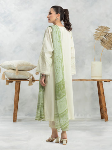 EDENROBE-28625-Unstitched Light Green Embroidered Cambric 3 Piece