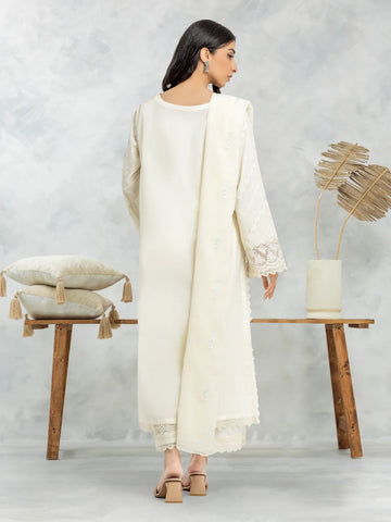 EDENROBE-30107-Unstitched Cream Embroidered Cambric 3 Piec