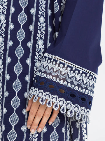 EDENROBE-30136-3P Unstitched Navy Blue Embroidered Cambric 3 Piece