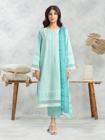 EDENROBE-30143-Unstitched Light Aqua Embroidered Cambric 3 Piece