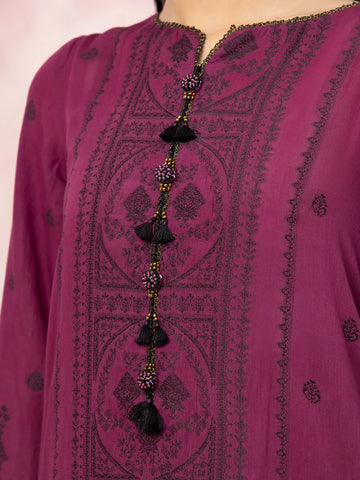 EDENROBE-26620-3P Unstitched Dark Magenta Embroidered Jacquard 3 Piece