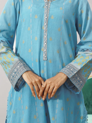 EDENROBE-26731-3P Unstitched Sky Blue Embroidered Jacquard 3 Piece