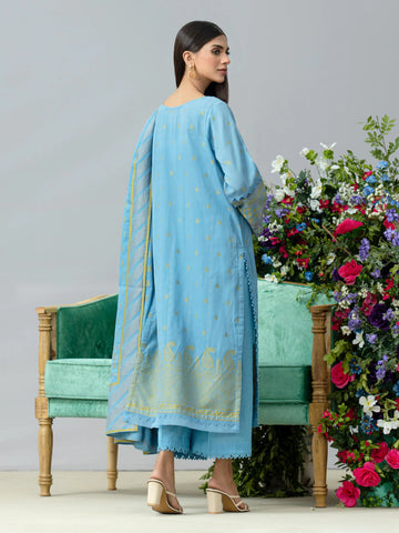 EDENROBE-26731-3P Unstitched Sky Blue Embroidered Jacquard 3 Piece