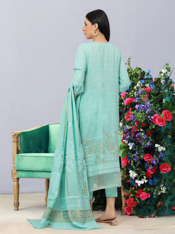 EDENROBE-26757-Unstitched Sea Green Jacquard 3 Piece