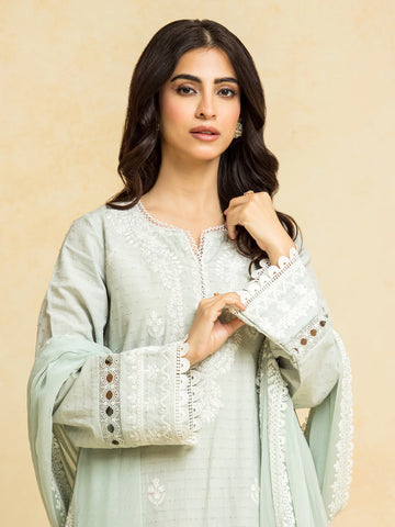 EDENROBE-28776-3P Unstitched Mist Green Embroidered Dobby 3 Piece