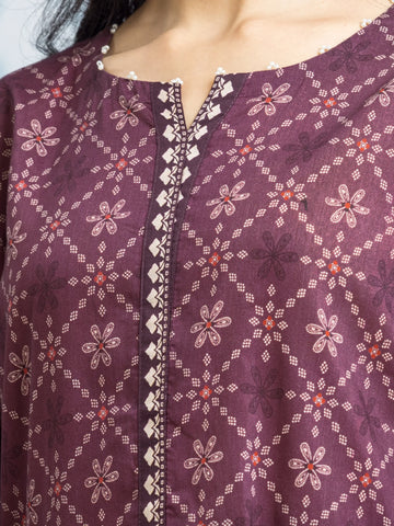 EDENROBE-29301-Unstitched Purple Printed Khaddar 3 Piece