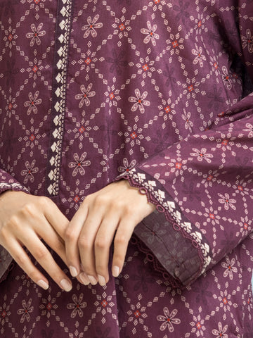 EDENROBE-29301-Unstitched Purple Printed Khaddar 3 Piece
