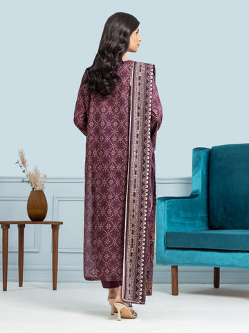 EDENROBE-29301-Unstitched Purple Printed Khaddar 3 Piece