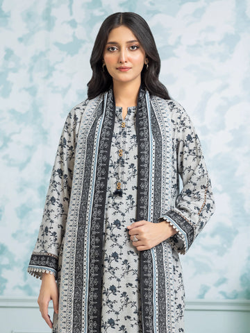 EDENROBE-29315-Unstitched Grey Printed Khaddar 3 Piece