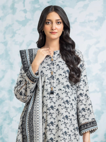EDENROBE-29315-Unstitched Grey Printed Khaddar 3 Piece