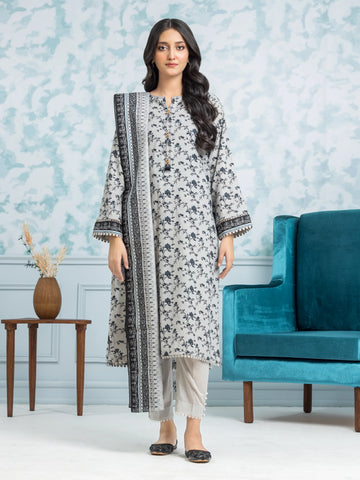 EDENROBE-29315-Unstitched Grey Printed Khaddar 3 Piece
