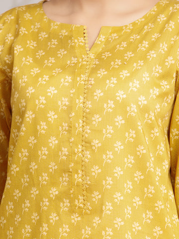 EDENROBE-29586-Unstitched Mustard Printed Khaddar 3 Piece