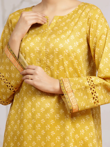 EDENROBE-29586-Unstitched Mustard Printed Khaddar 3 Piece