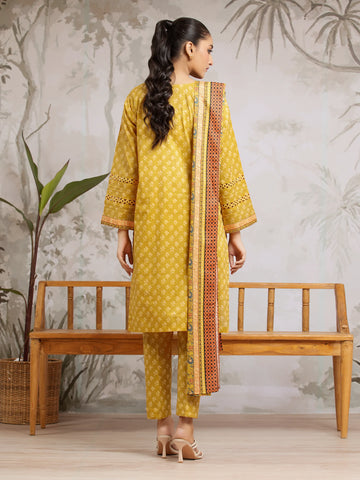 EDENROBE-29586-Unstitched Mustard Printed Khaddar 3 Piece