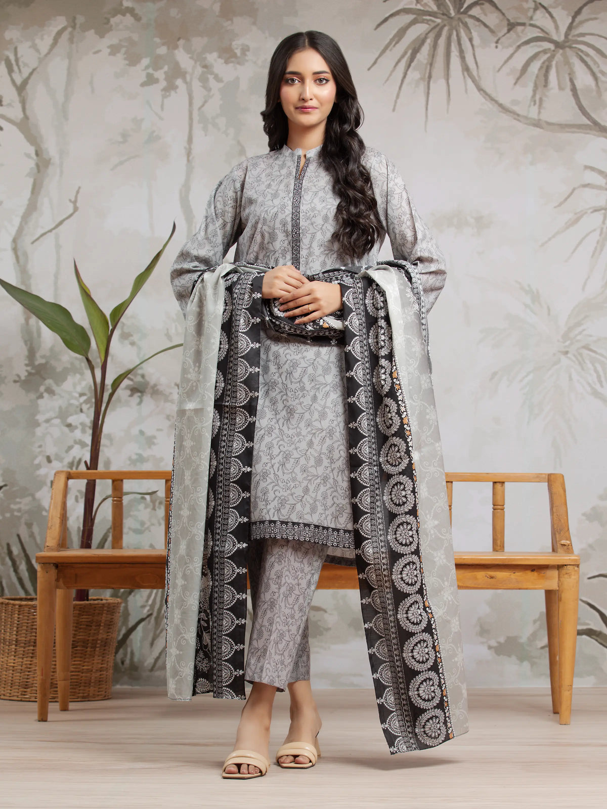 EDENROBE-29593-Unstitched Grey Printed Khaddar 3 Piece