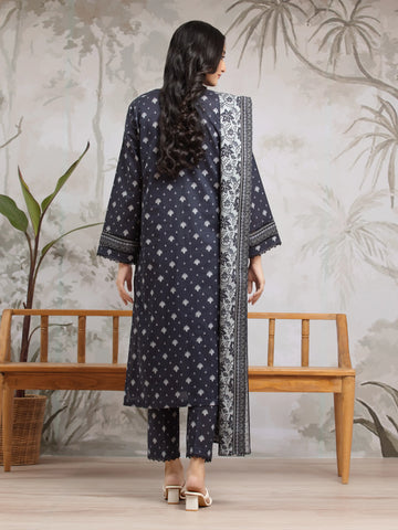 EDENROBE-29595-Unstitched Dark Navy Printed Khaddar 3 Piece