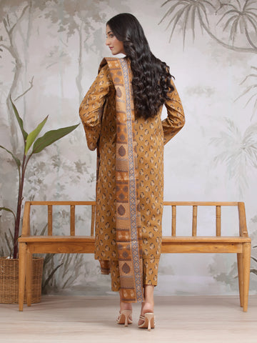 EDENROBE-29598-Unstitched Brown Printed Khaddar 3 Piece -