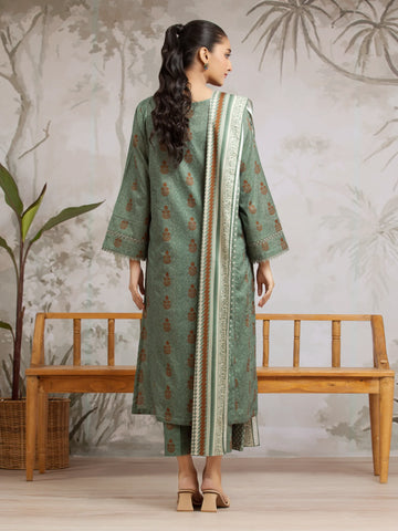 EDENROBE-29600-Unstitched Teal Green Printed Khaddar 3 Piece