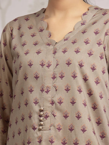 EDENROBE-29602-Unstitched Light Brown Printed Khaddar 3 Piece