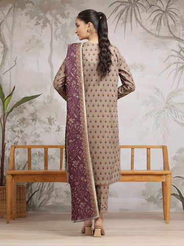 EDENROBE-29602-Unstitched Light Brown Printed Khaddar 3 Piece