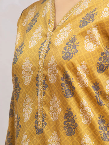 EDENROBE-29617-Unstitched Golden Printed Khaddar 3 Piece -
