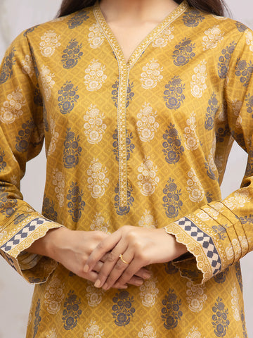 EDENROBE-29617-Unstitched Golden Printed Khaddar 3 Piece -