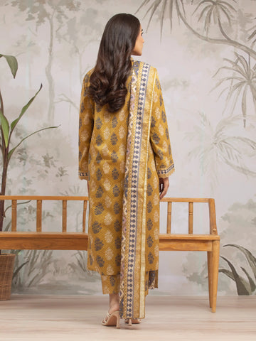 EDENROBE-29617-Unstitched Golden Printed Khaddar 3 Piece -