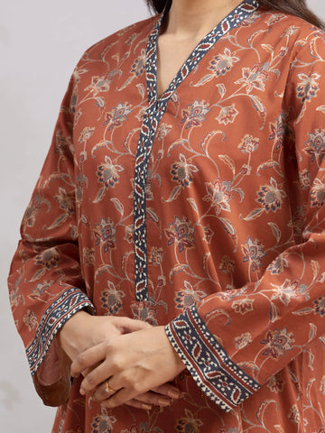 EDENROBE-29619-Unstitched Rust Printed Khaddar 3 Piece