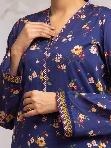 EDENROBE-29621-Unstitched Blue Printed Khaddar 3 Piece