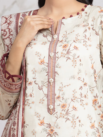 EDENROBE-29817-Unstitched Light Beige Printed Khaddar 3 Piece