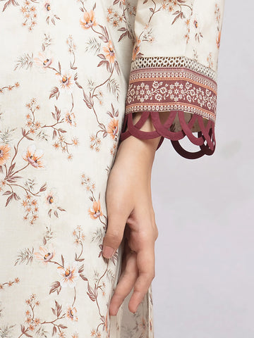 EDENROBE-29817-Unstitched Light Beige Printed Khaddar 3 Piece