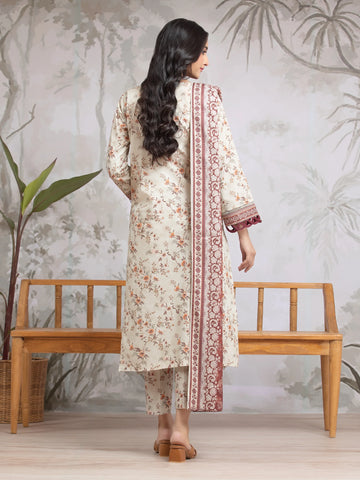 EDENROBE-29817-Unstitched Light Beige Printed Khaddar 3 Piece
