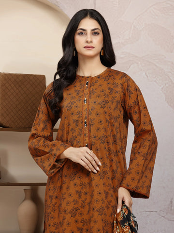EDENROBE-29834-Unstitched Rust Printed Khaddar 3 Piece -
