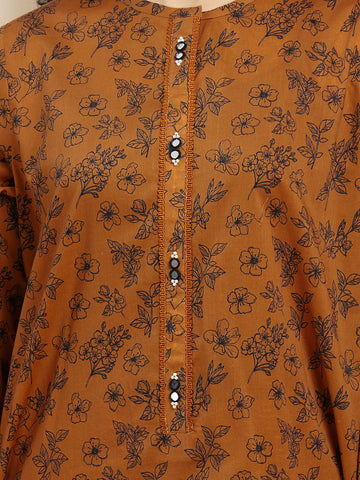 EDENROBE-29834-Unstitched Rust Printed Khaddar 3 Piece -