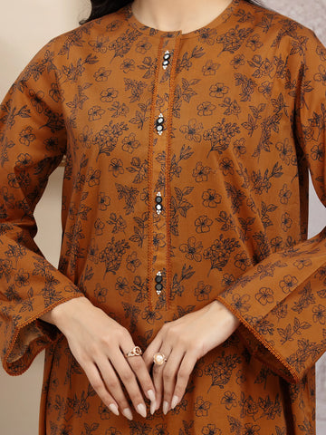 EDENROBE-29834-Unstitched Rust Printed Khaddar 3 Piece -