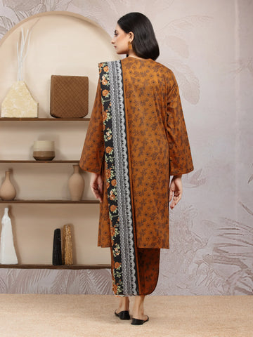 EDENROBE-29834-Unstitched Rust Printed Khaddar 3 Piece -