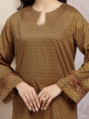 EDENROBE-29836-Unstitched Brown Printed Khaddar 3 Piece