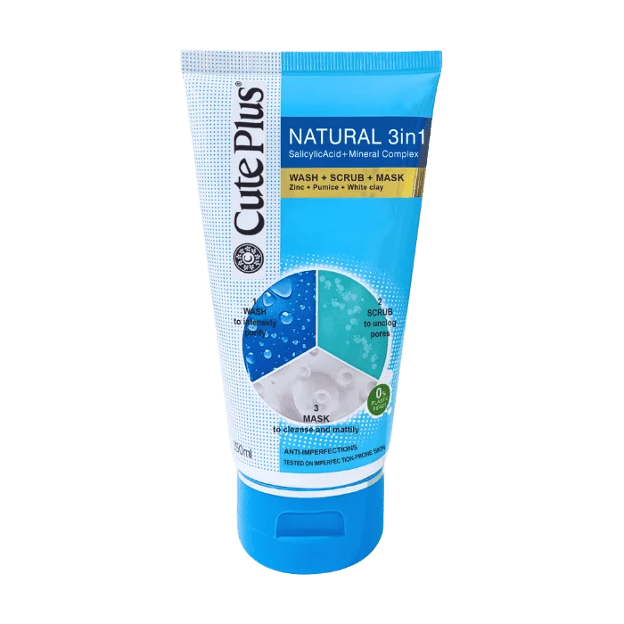 CUTE PLUS NATURAL-3 IN  1-WASH+SCRUB+MASK