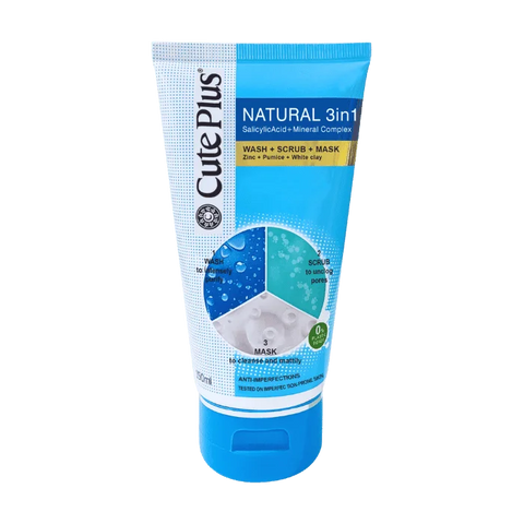 CUTE PLUS NATURAL-3 IN  1-WASH+SCRUB+MASK