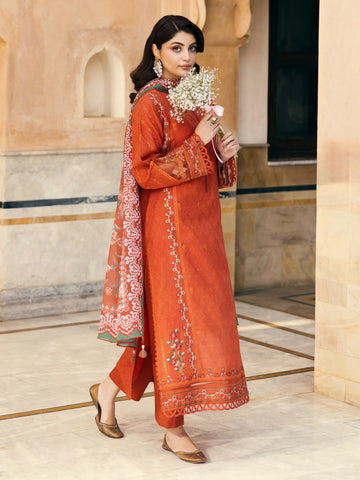 EDENROBE-30269-Unstitched Rust Embroidered Dobby 3 Piece