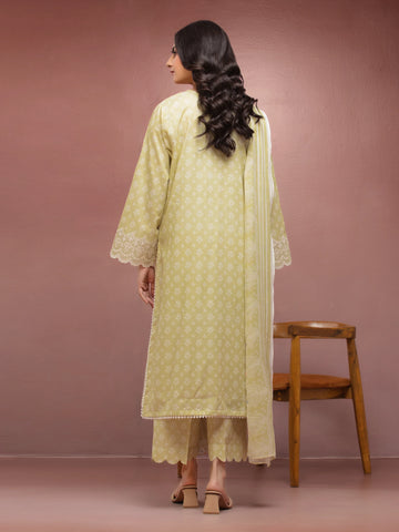 EDENROBE-31060-Unstitched Light Lemon Embroidered Lawn 3 Piece