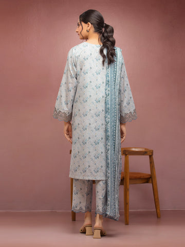 EDENROBE-31082-Unstitched Light Blue Embroidered Lawn 3 Piece -