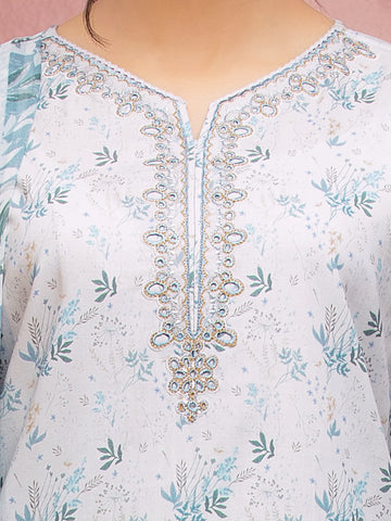 EDENROBE-31082-Unstitched Light Blue Embroidered Lawn 3 Piece -