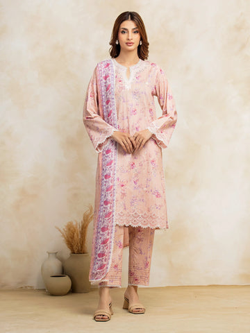 EDENROBE-31085-Unstitched Light Pink Embroidered Lawn 3 Piece