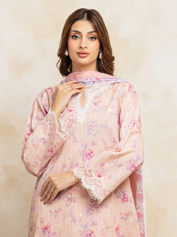 EDENROBE-31085-Unstitched Light Pink Embroidered Lawn 3 Piece